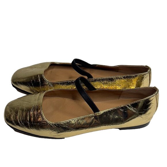 Madewell $98 The Greta Ballet Flat Metallic Gold Size 7 NR847 - Picture 3 of 12